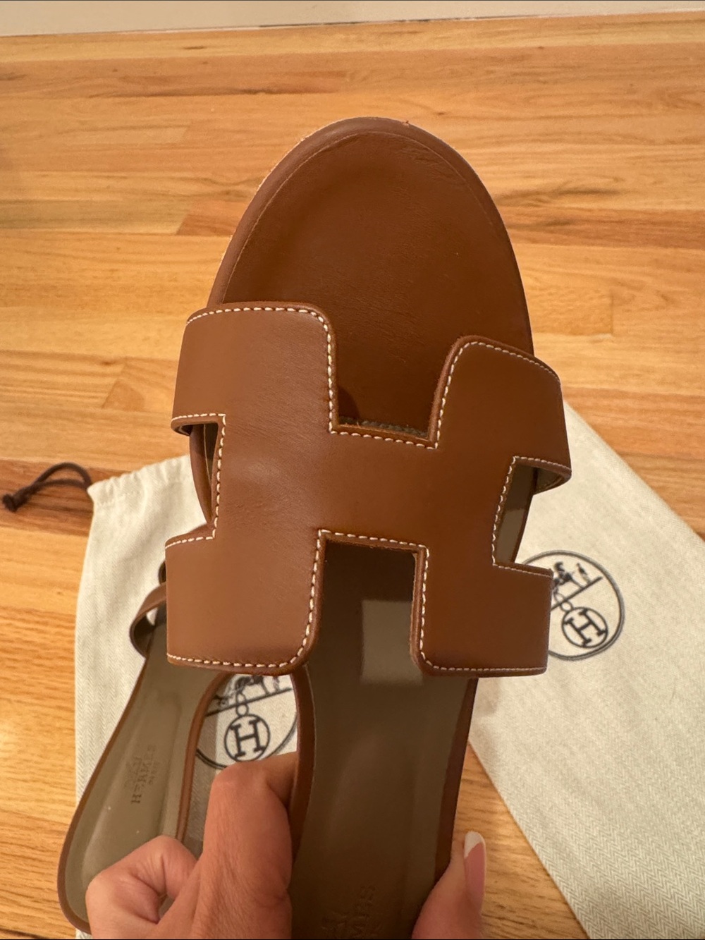 Hermes Brown Oasis Oran Leather Slide Sandals Size 10.5 Womens 41 Europe - Picture 12 of 12